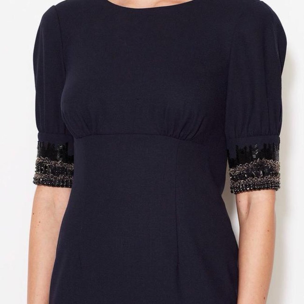 Magaschoni Black Beaded Cuff Cocktail Dress